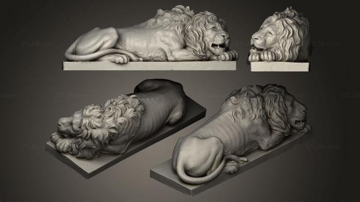 Figurines lions tigers sphinxes (slipping lion, STKL_0087) 3D models for cnc